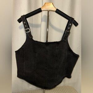 Wild Fable Black Bustier Asymmetrical Tank Top